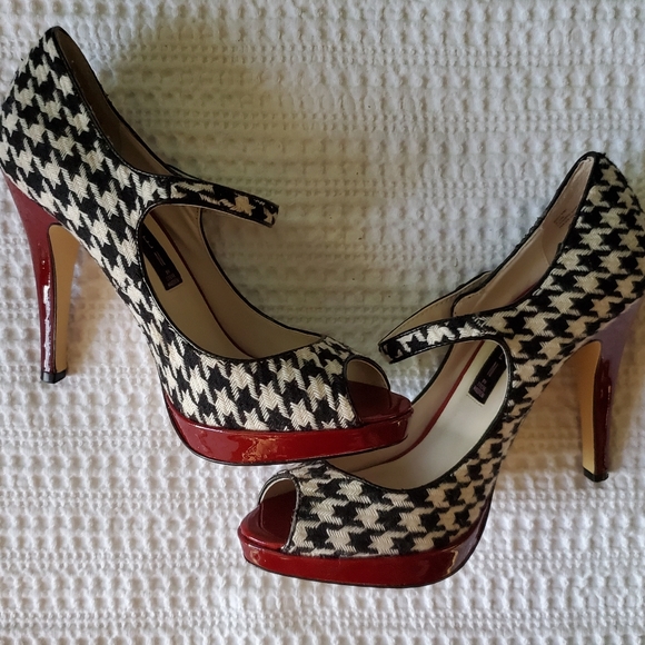 Steven By Steve Madden Shoes - Steven by Steve Madden Peep Toe Checkered Heels